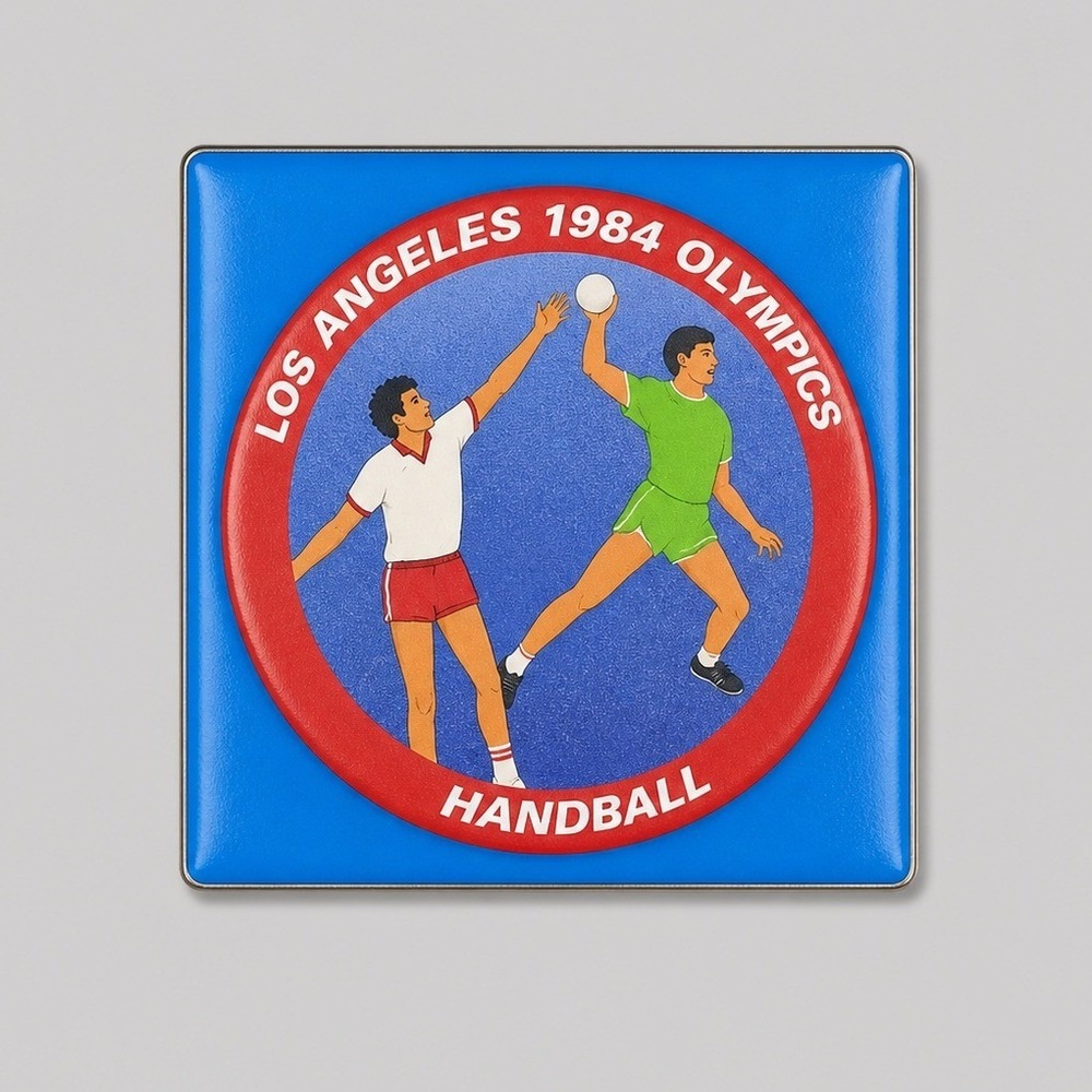 Vintage 1984 Los Angeles Olympics Handball Pin Button Souvenir Collectible LA84